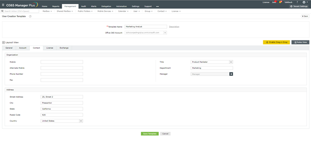 M365 - wstępnie zdefiniowane wartości