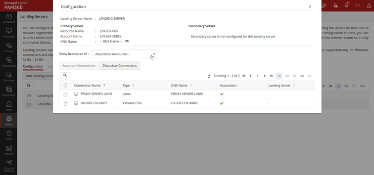 Landing Server dla Windows w PAM360