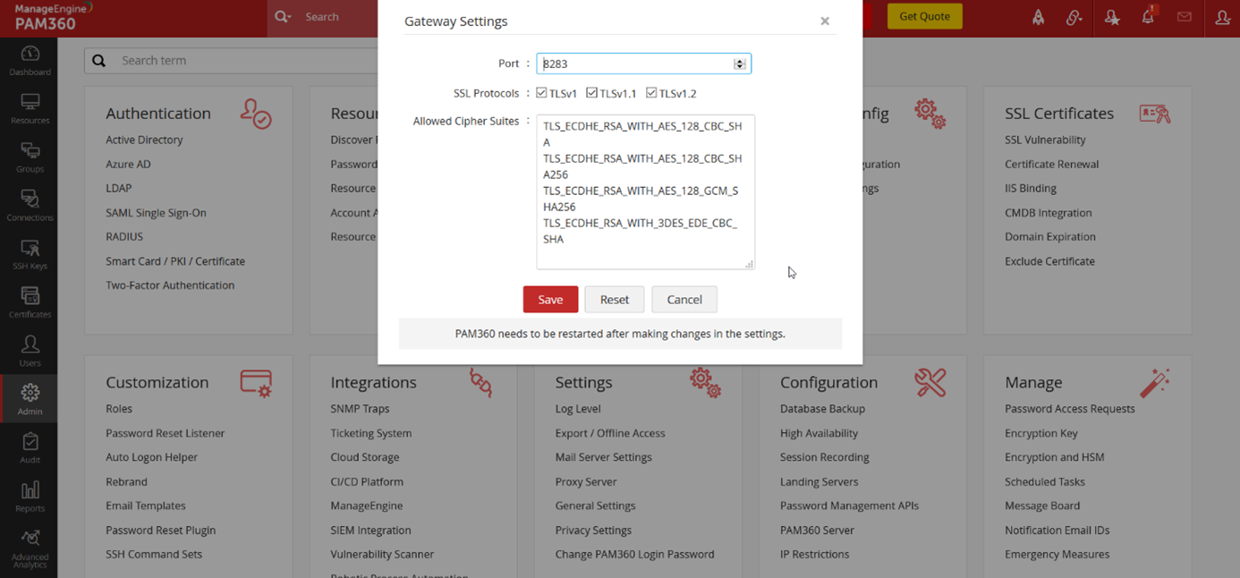 Ustawienia bramy w PAM360