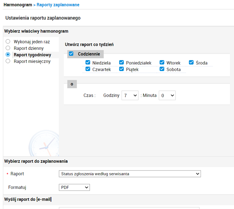 Raporty zaplanowane w ServiceDesk Plus