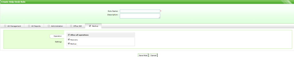 ManageEngine dodało również funkcję „AD Delegation”, gdzie użytkownika non-admin będzie można oddelegować do wykonania manualnie kopii zapasowej lub przywrócenia jej.