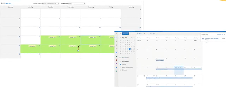 integracja servicedesk plus z microsoft calendar