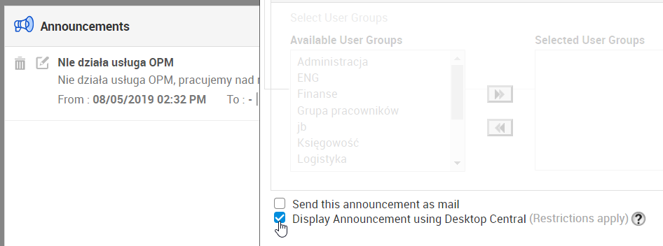 Integracja ServiceDesk Plus z Desktop Central